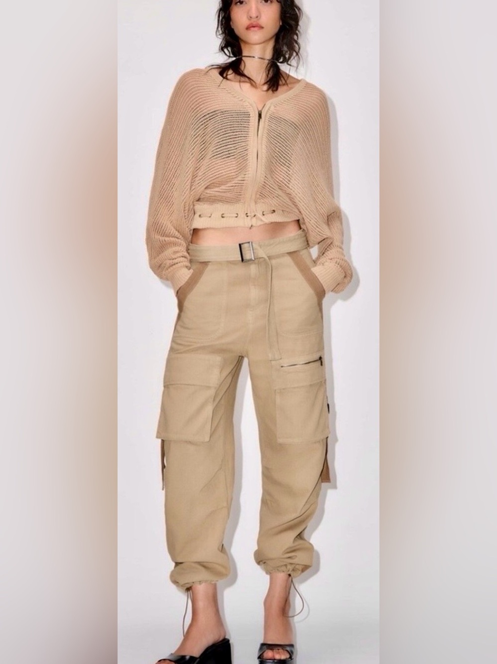NWOT Zara The Strap Cargo Bag Pants Women’s Size M